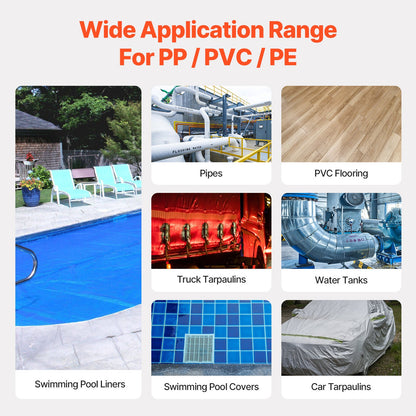 Varmluftssvets för plast, 1600W varmluftspistol, 122-1112℉ PVC TPO vinylvärmepistol svetsbrännare, svetssats för plasttak med 14 tillbehör - verktygslåda, munstycke, rulle, blad för PP/PE/PVC