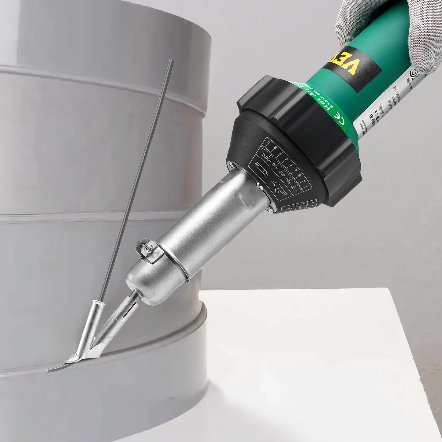 Varmluftssvets för plast, 1600W varmluftspistol, 122-1112℉ PVC TPO vinylvärmepistol svetsbrännare, svetssats för plasttak med 14 tillbehör - verktygslåda, munstycke, rulle, blad för PP/PE/PVC