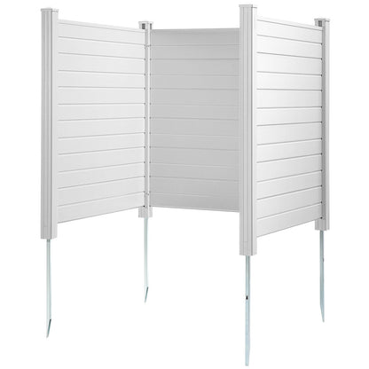 Skärmskydd för utomhusbruk, 125 cm B x 125 cm H Luftkonditioneringsstaket, Poolutrustningsinhägnad, Horisontellt vinylstaket, Perfekt för att omsluta soptunnor och luftkonditioneringsenheter (3-paneler)