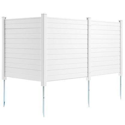 Skärmskydd för utomhusbruk, 125 cm B x 125 cm H Luftkonditioneringsstaket, Poolutrustningsinhägnad, Horisontellt vinylstaket, Perfekt för att omsluta soptunnor och luftkonditioneringsenheter (3-paneler)