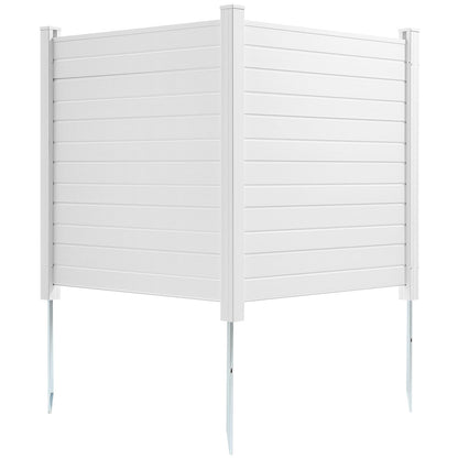 Skärmskydd för utomhusbruk, 125 cm B x 125 cm H Luftkonditioneringsstaket, Poolutrustningsinhägnad, Horisontellt vinylstaket, Perfekt för att omsluta soptunnor och luftkonditioneringsenheter (2 paneler)