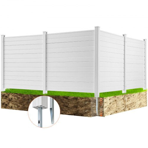 Outdoor Privacy Screens, 50" W x 50" H Air Conditioner Fence, Pool Equipment Enclosure, Horizontal Vinyl Privacy Fence, Perfect to Enclose Trash Can and A/C Units (4-Panel)