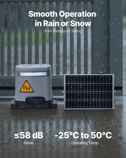 Solar Sliding Gate Opener, 280W Electric Gate Opener for Doors up to 20m 816kg, Gear Track Rolling Fence Door Motor with Infrared Sensor & 2 Remote Controls, Driveway Gates Opening System