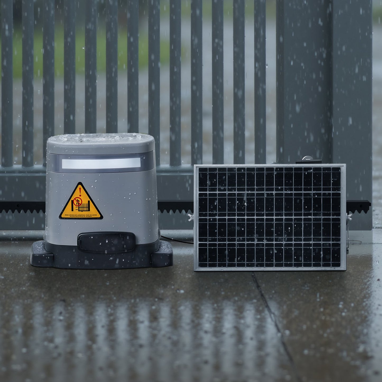 Solar Sliding Gate Opener, 280W Electric Gate Opener for Doors up to 20m 816kg, Gear Track Rolling Fence Door Motor with Infrared Sensor & 2 Remote Controls, Driveway Gates Opening System