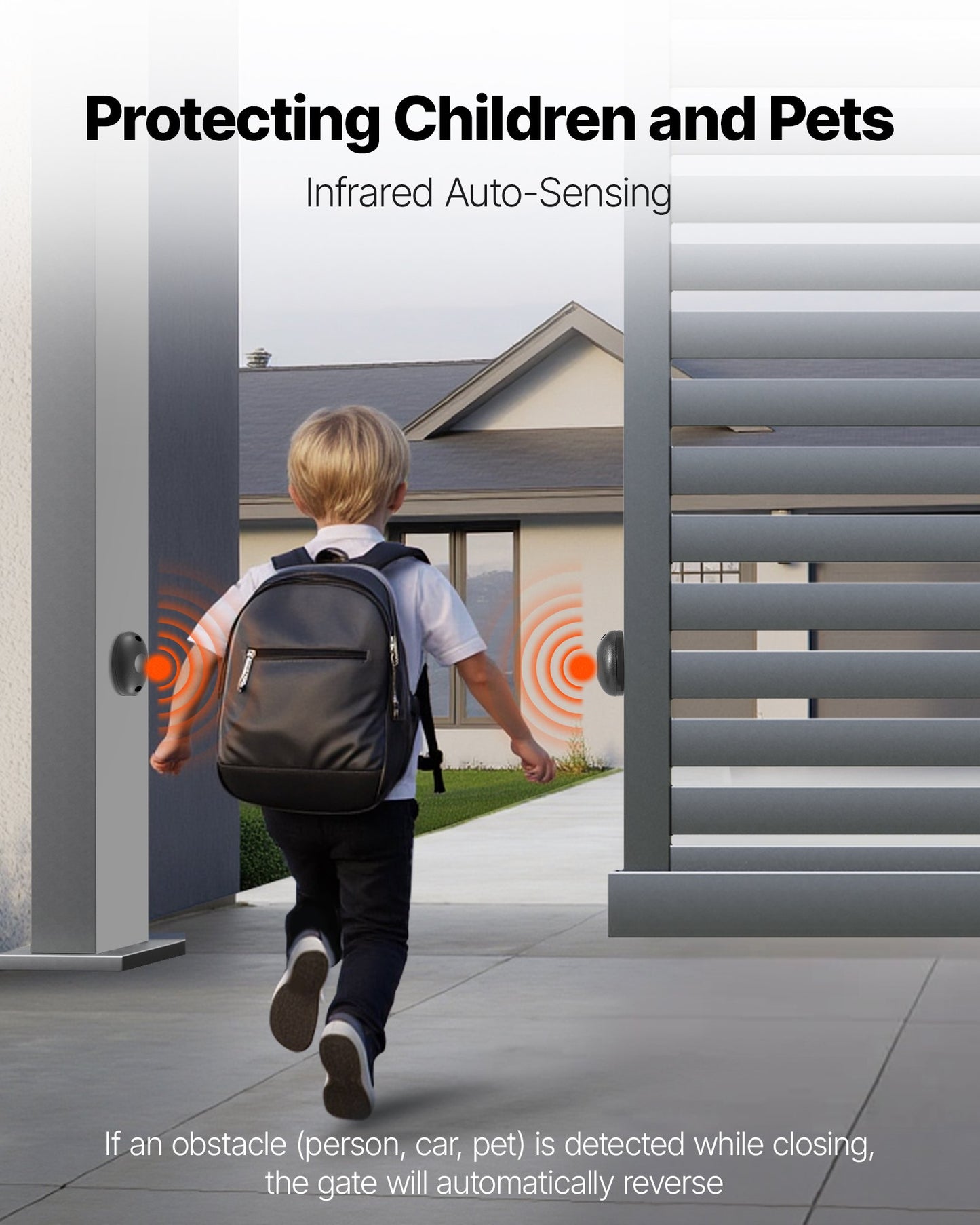 Automatic Gate Opener, 280W Electric Sliding Gate Opener for Doors up to 25m 816kg, Nylon Gear Rack Rolling Door Motor with Infrared Sensor & 2 Remote Controls, Driveway Gates Opening System