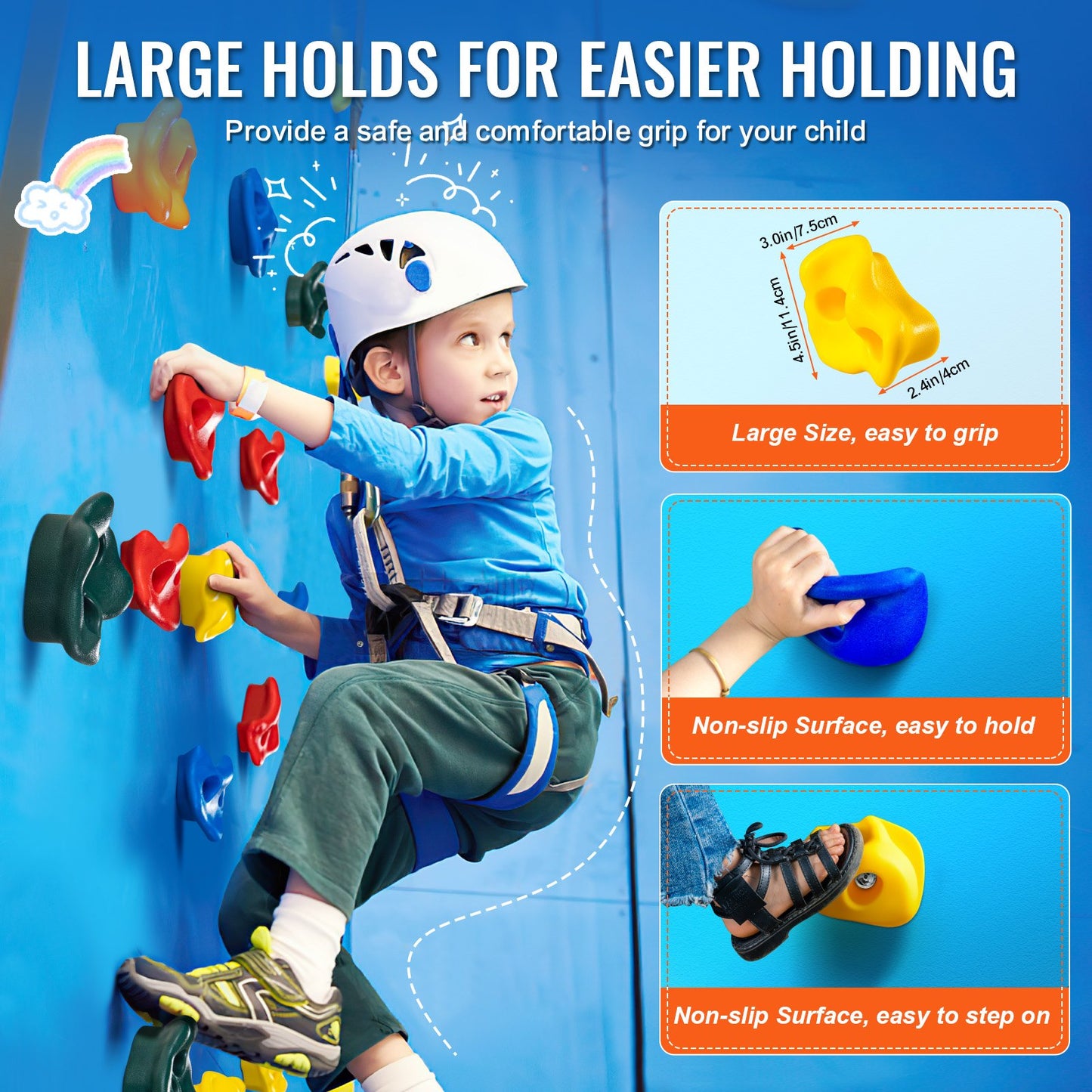 25 Rock Climbing Holds, Multi-Size and Multi-Colored Climbing Rocks for Kids and Adults, Rock Wall Holds with Mounting Hardware, Climbing Wall Grips for Indoor and Outdoor Playground Play Set