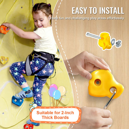 25 Rock Climbing Holds, Multi-Size and Multi-Colored Climbing Rocks for Kids and Adults, Rock Wall Holds with Mounting Hardware, Climbing Wall Grips for Indoor and Outdoor Playground Play Set