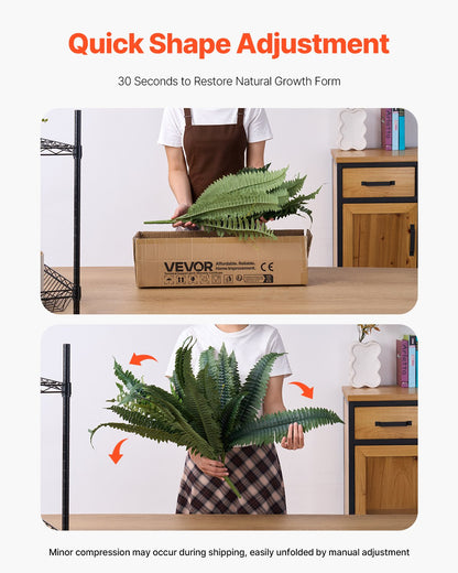 Artificial Ferns 2 Pcs, Natural Spread Diameter 35-39 Inch, Large Hanging Artificial Boston Ferns, Fake Plant Wall Decor with 35 Branches, Faux Fern for Home and Office (Flowerpot Unincluded)