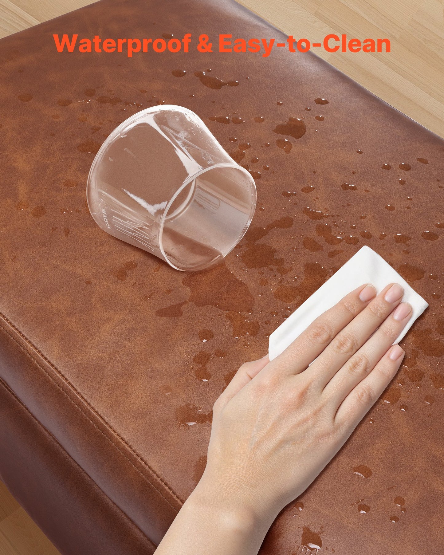 Leather Storage Ottoman Bench, PU Leather Bench with Storage and Metal Legs, Modern Shoe Benches Seat for Entryway, Upholstered End of Bed Benches for Living Room, Dining Room, Hallway, Brown