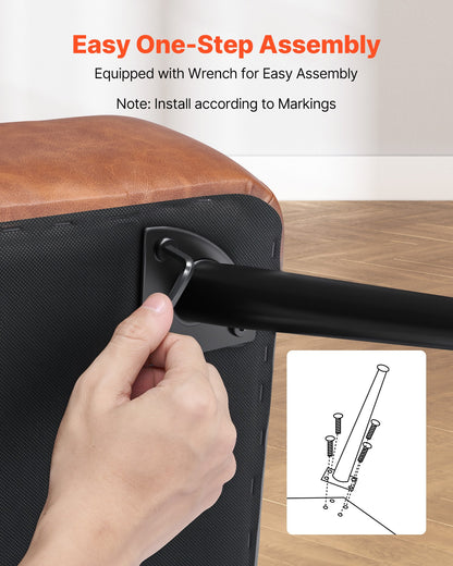 Leather Storage Ottoman Bench, PU Leather Bench with Storage and Metal Legs, Modern Shoe Benches Seat for Entryway, Upholstered End of Bed Benches for Living Room, Dining Room, Hallway, Brown