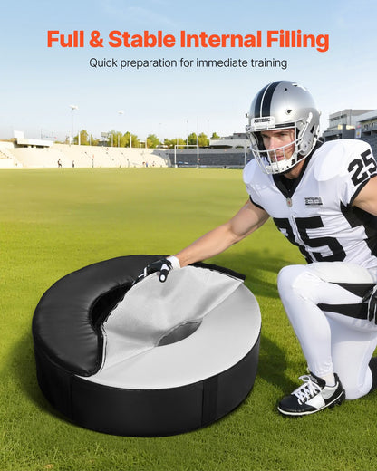 Football Tackle Wheel, Football Tackling Dummy, Waterproof PVC and High-Density Sponge Tackle Ring, Dummies Training Equipment with Straps, for Blocking, Hitting Drills and Practice, Black, 1PCS