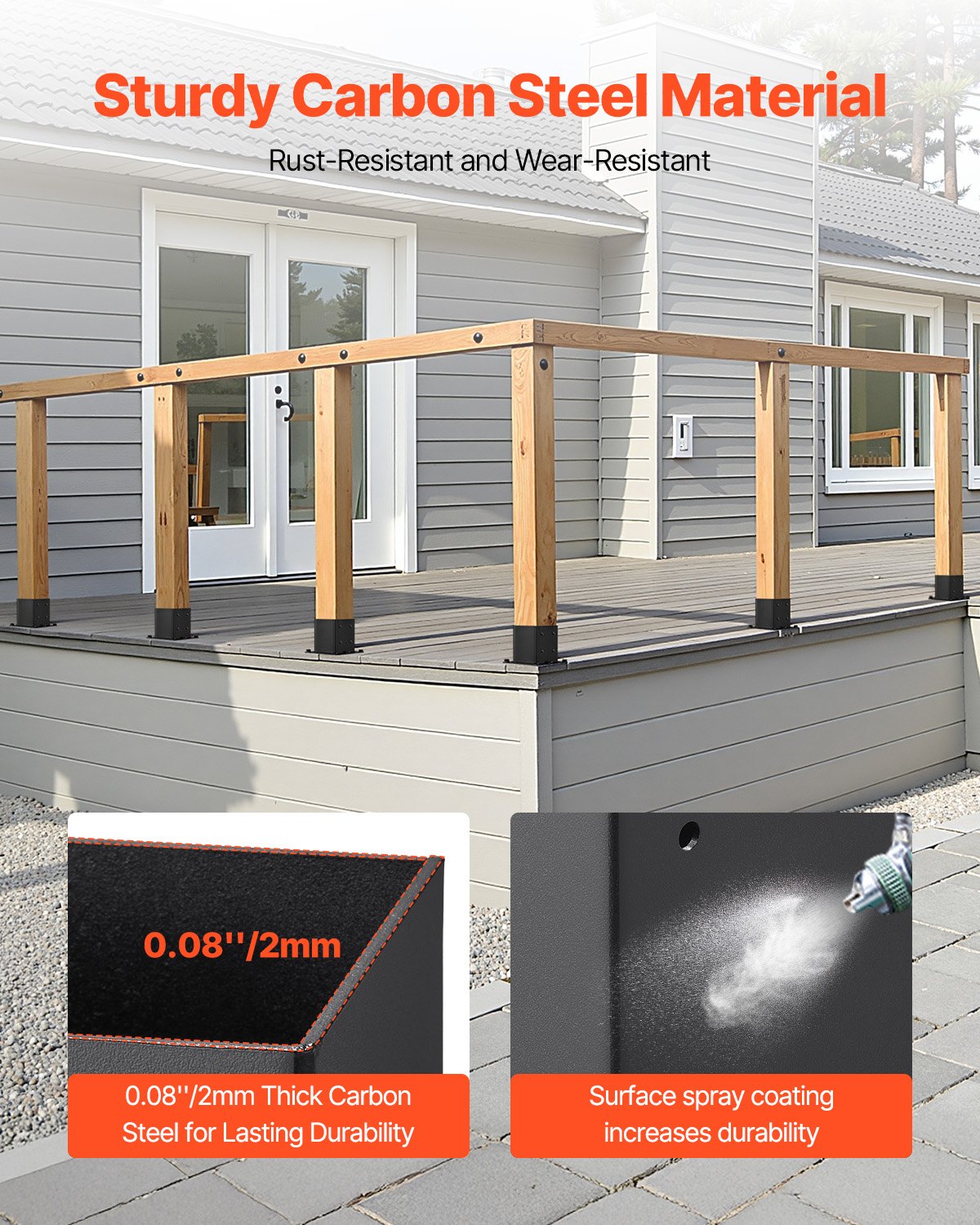 4x4 Post Base 4 Pcs, Inner Size 3.6x3.6 inch / 92x92 mm Post Brackets, Heavy Duty Carbon Steel Decking Posts, Wood Posts Brackets for Pavilion Deck Railing Support Deck Base Plate, Black