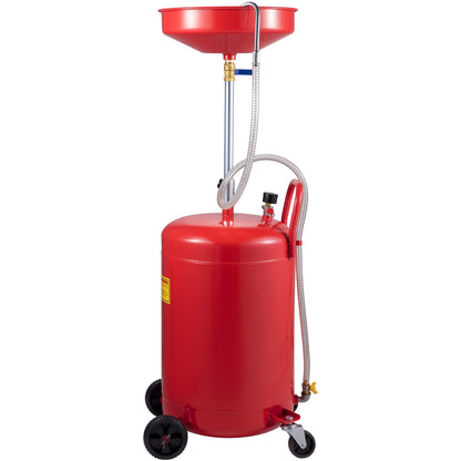 Waste Oil Drain Tank 80 L Portable Oil Drain Air Operated Drainer Oil Change, Oil Drain Container, Fluid Fuel Transfer Drainage Adjustable Funnel Height, with Wheel for Easy Oil Removal