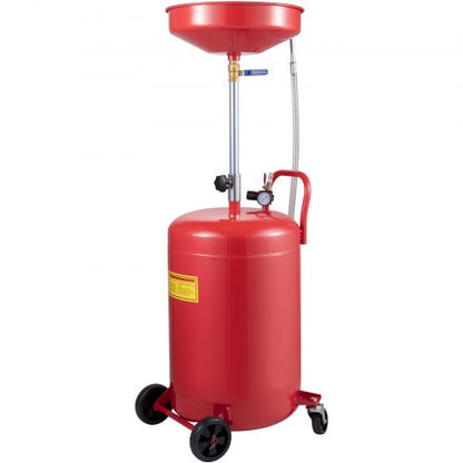 Waste Oil Drain Tank 80 L Portable Oil Drain Air Operated Drainer Oil Change, Oil Drain Container, Fluid Fuel Transfer Drainage Adjustable Funnel Height, with Pressure Regulating Valve