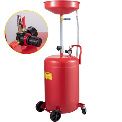 Waste Oil Drain Tank 80 L Portable Oil Drain Air Operated Drainer Oil Change, Oil Drain Container, Fluid Fuel Transfer Drainage Adjustable Funnel Height, with Pressure Regulating Valve