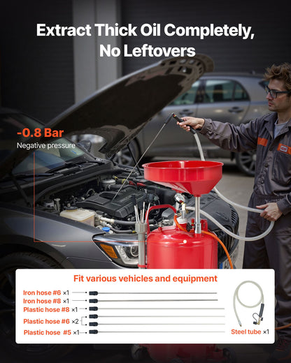 79,5 l spilloljeavtappningstank, luftdriven bärbar oljetömningstank med justerbar tratthöjd, industriell vätskeavtappningstank med hjul, dränering för vätskeöverföring av bränsle för bilverkstäder, röd