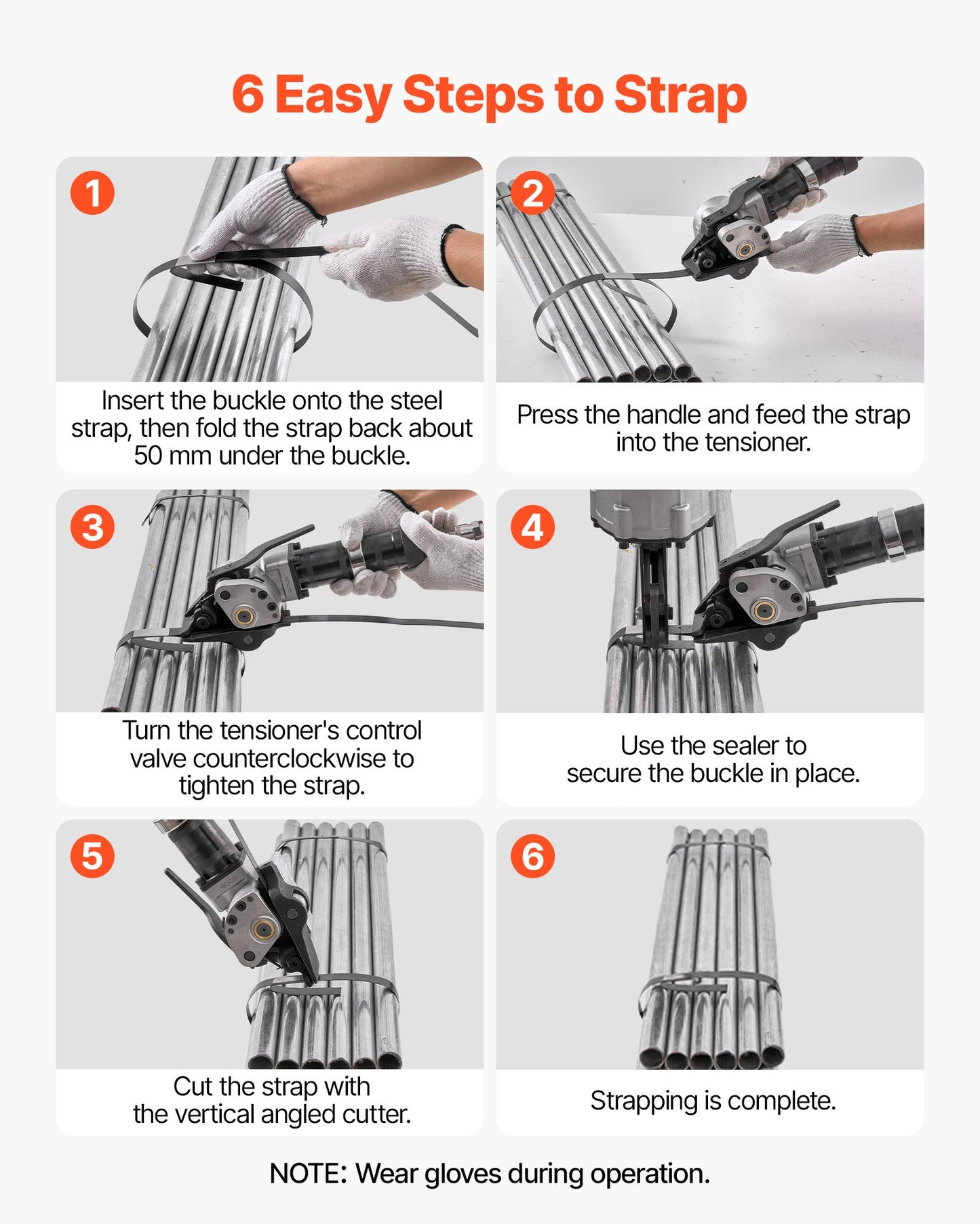 Pneumatisk stålbandningsmaskin, 8500 N spänningskraft, metallbandningsverktyg, spännare och skärförslutare för 32 mm breda metallband, kraftig delad balpress för höghållfast förpackning