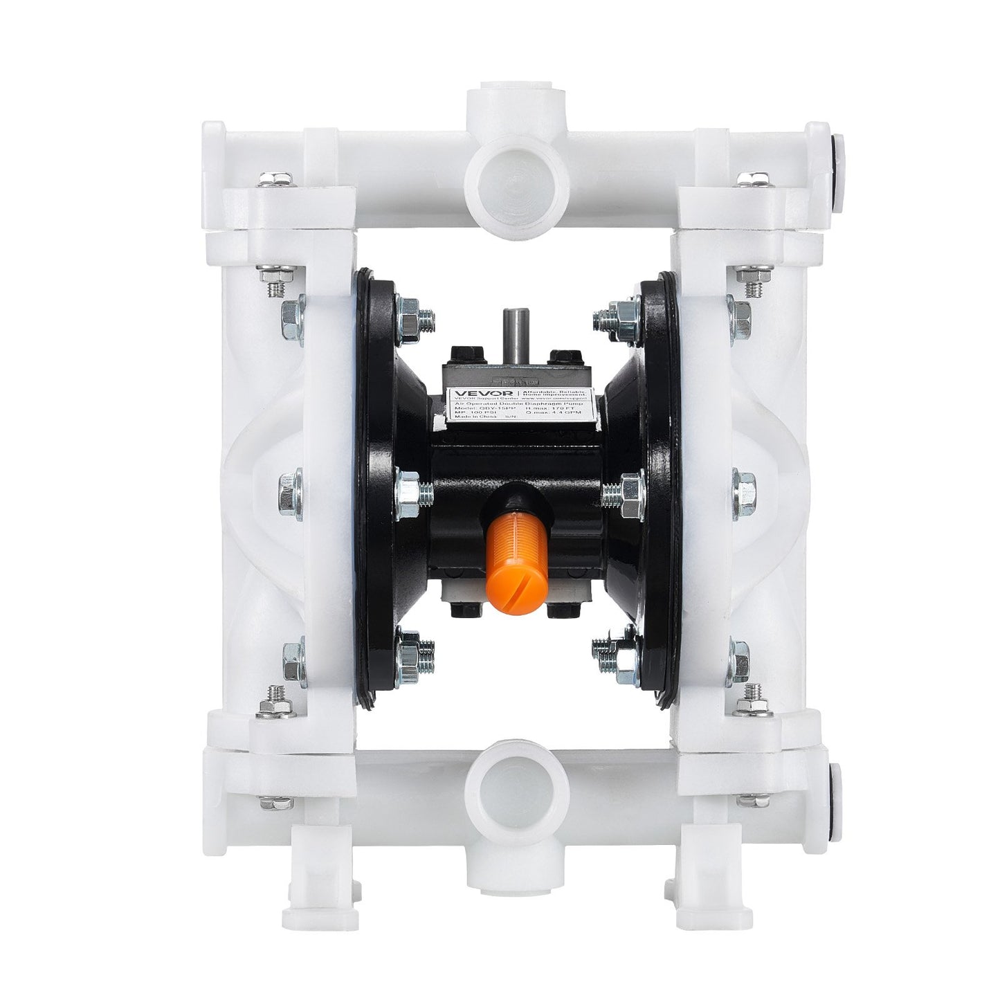 Air Operated Double Diaphragm Pump, 16.66 LPM Max, Standard Inlet & Outlet Air Pneumatic Waste Oil Transfer Pump, Polypropylene Body, Dual Diaphragms, for Diesel, Grease, Kerosene, Gasoline