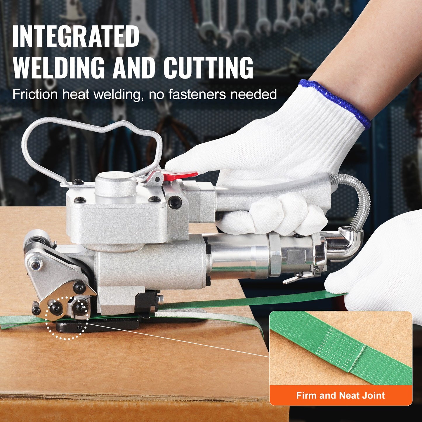 Pneumatic Strapping Tool, for 1/2"-3/4" PP & PET Plastic Belt, Packaging Strapping Machine, Handheld Baler Automatic Packaging Machine with 3500N Max Tension, Portable Banding Strapping Kit