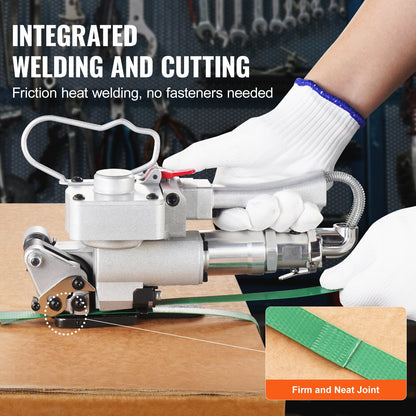 Pneumatic Strapping Tool, for 1/2"-3/4" PP & PET Plastic Belt, Packaging Strapping Machine, Handheld Baler Automatic Packaging Machine with 3500N Max Tension, Portable Banding Strapping Kit