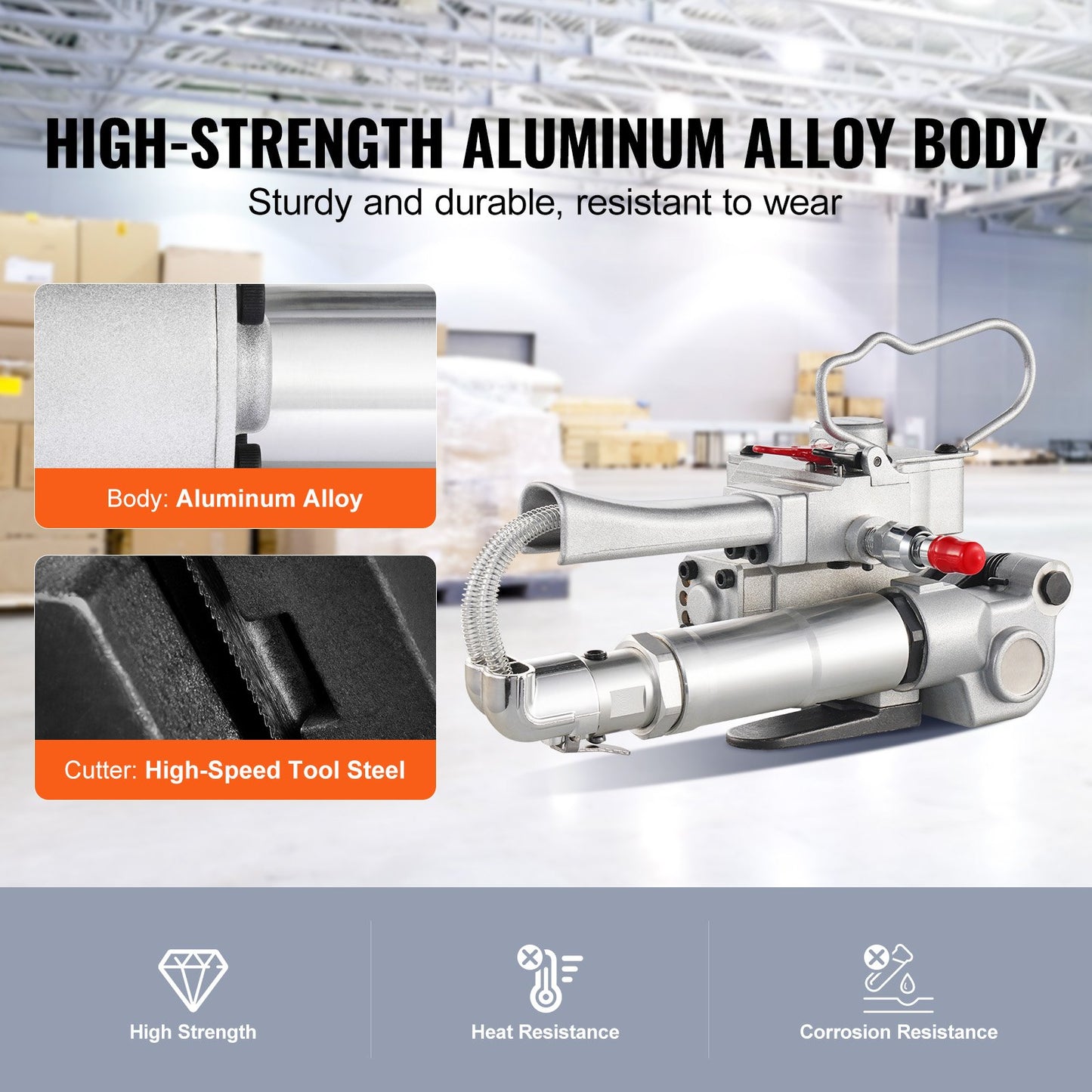 Pneumatic Strapping Tool, for 1/2"-3/4" PP & PET Plastic Belt, Packaging Strapping Machine, Handheld Baler Automatic Packaging Machine with 3500N Max Tension, Portable Banding Strapping Kit