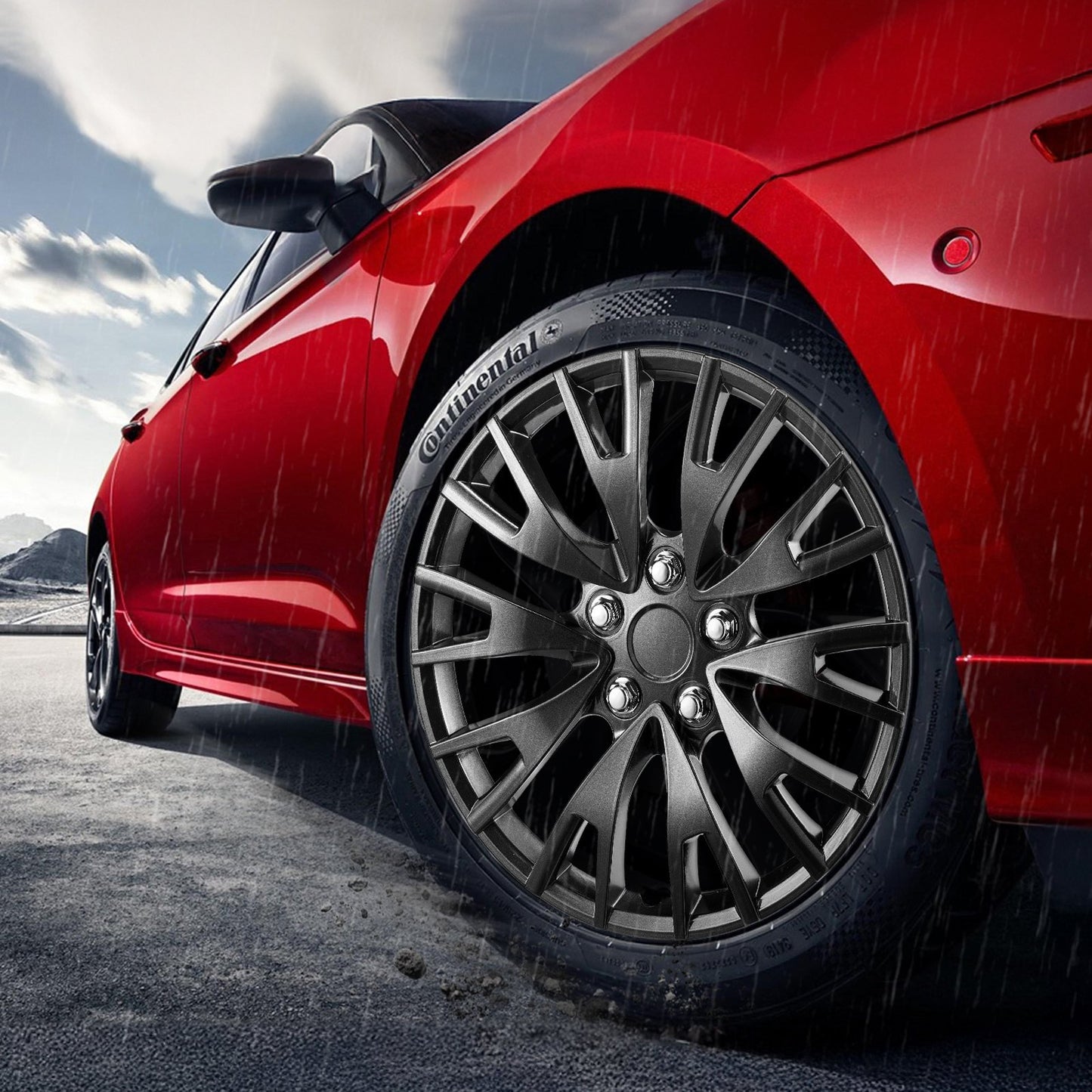 Wheel Rim Cover Hubcaps, 16 in Diameter, Sturdy & Durable Scratch-Resistant Hubcap with Snap & Valve Nozzle Hole, ABS & PC Hubcap with High Rigidity & Less Wind Drag, Fits for All Weather Use