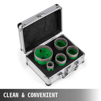 5 Pcs Diamond Hole Saw Set Diamond Drill Core Bits, M14 22/35/40/50/65 MM Hole Saw Cutter Drill Bits, Cutting Tools Point-Accurate Drilling for Tiles Marble Glass Granite