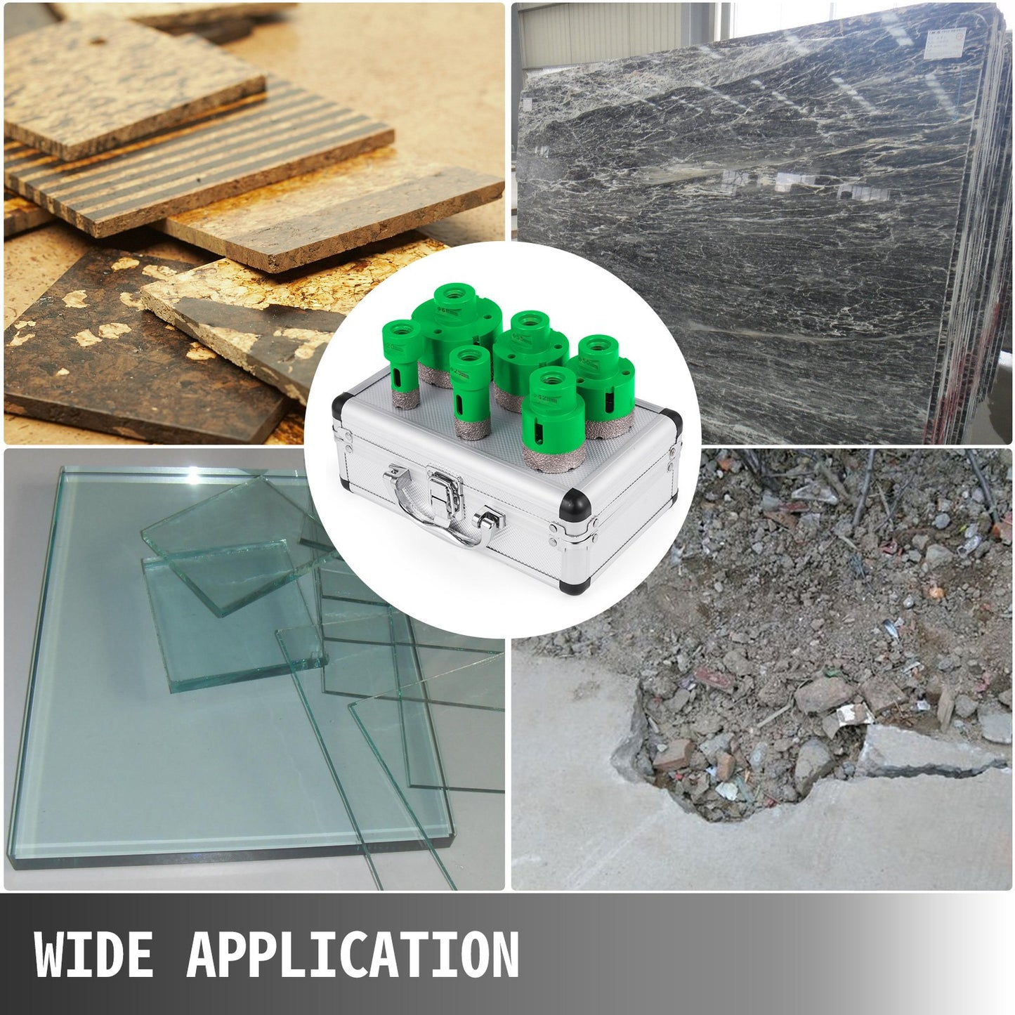 6 Pcs Diamond Hole Saw Set Drill Core Bits M14 Thread 20/25/40/45/50/68 MM(0.79/1/1.6/1.77/2/2.7 Inch) With 2 Saw Blades