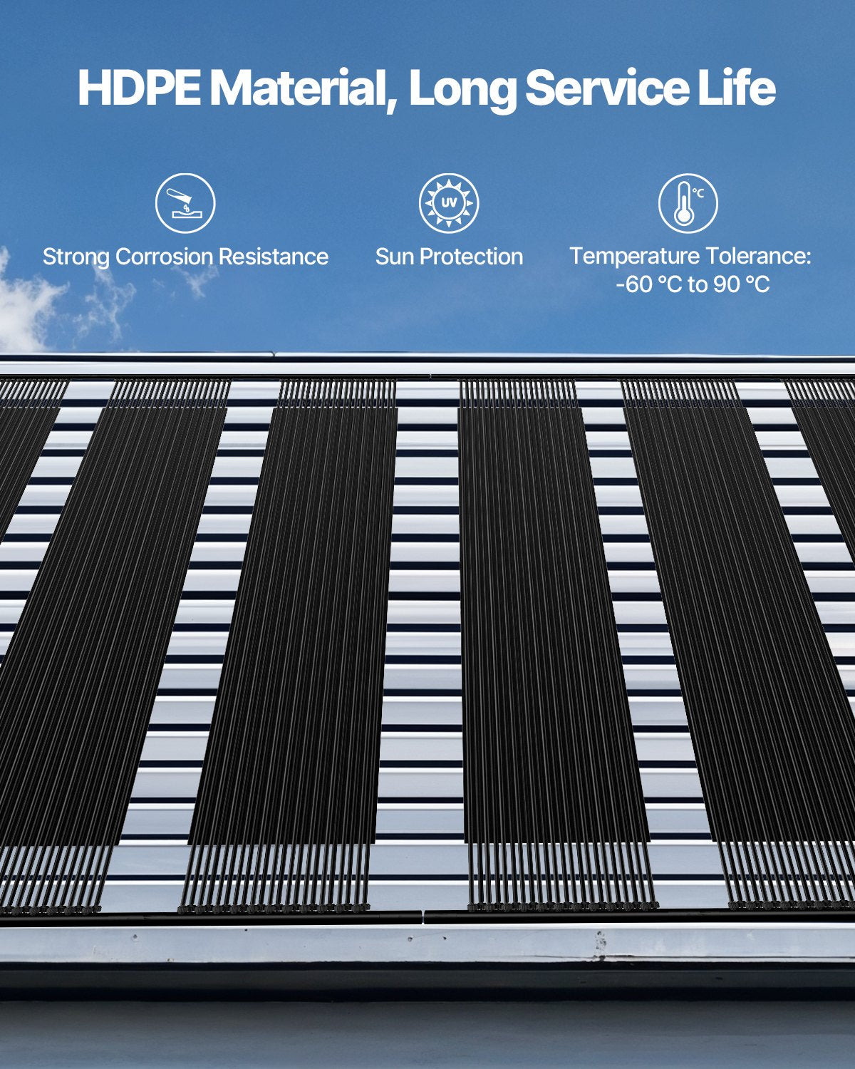Solvärmare för pool, 4 x 10 fot HDPE solpanel för pool (4 st) - hållbar och väderbeständig, med kompletta tillbehör, universell solpanel för pool – höjer vattentemperaturen, ovanmarks- och nedgrävd pool