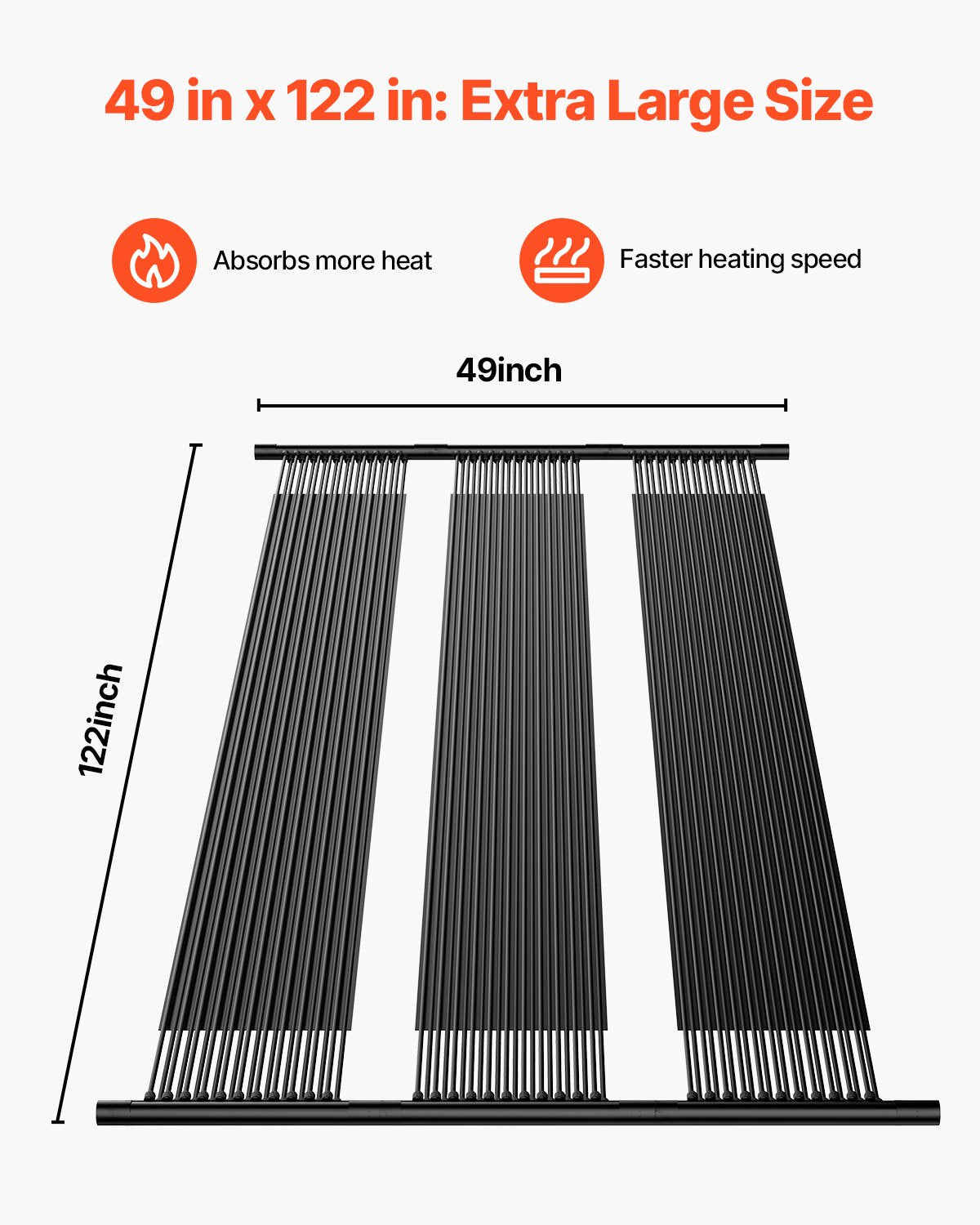 Solvärmare för pool, 4 x 10 fot HDPE solpanel för pool (4 st) - hållbar och väderbeständig, med kompletta tillbehör, universell solpanel för pool – höjer vattentemperaturen, ovanmarks- och nedgrävd pool