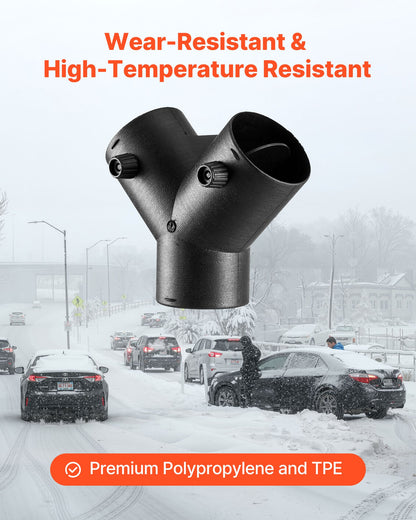 Dieselvärmarkontakt, 75 mm tillbehör till dieselvärmarkanalkoppling, 3-vägs Y-grenad dieselvärmare, luftventilationskanal med 2 90° roterbara ventiler, svarta kopplingar för 2KW, 5KW och 8KW värmare