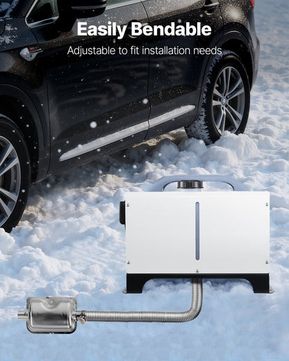 Exhaust Hose, 3000mm Stainless Steel Exhausts Hose, Diesel Heater Flexible Exhaust Pipe with 2 Hose Clamps, Exhausts Hoses Kit Diesel Heater Accessories for 2KW 5KW 8KW Diesels Heaters