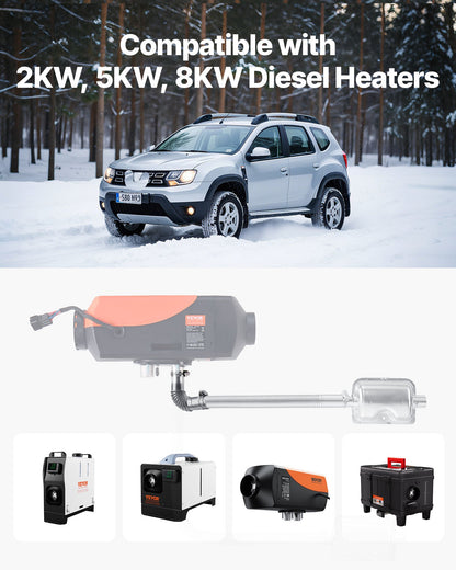 Exhaust Pipe Tube Elbow Connector, 25mm Diesel Heater Exhaust Elbow, Stainless Steel Windproof Cap Gas Water Heater 4 Clamps for 2KW 5KW 8KW Diesel Heater, Diesel Heaters Exhausts Elbows