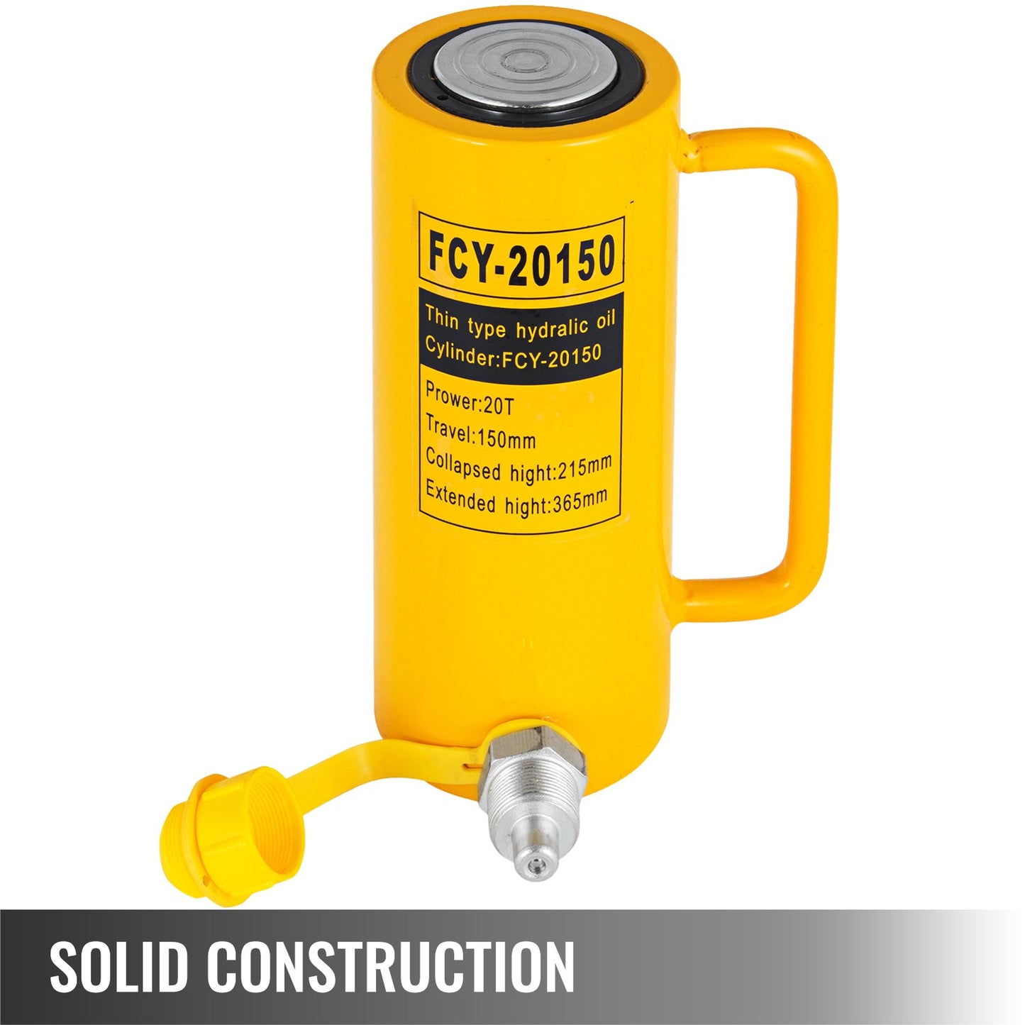 Hydraulisk cylinderdomkraft, 20 tons solid hydraulcylinder, 6 tums slaglängd enkelverkande hydraulcylinder, med snabbkoppling Bärbar hydraulisk solid domkraft Hydrauliska lyftcylindrar