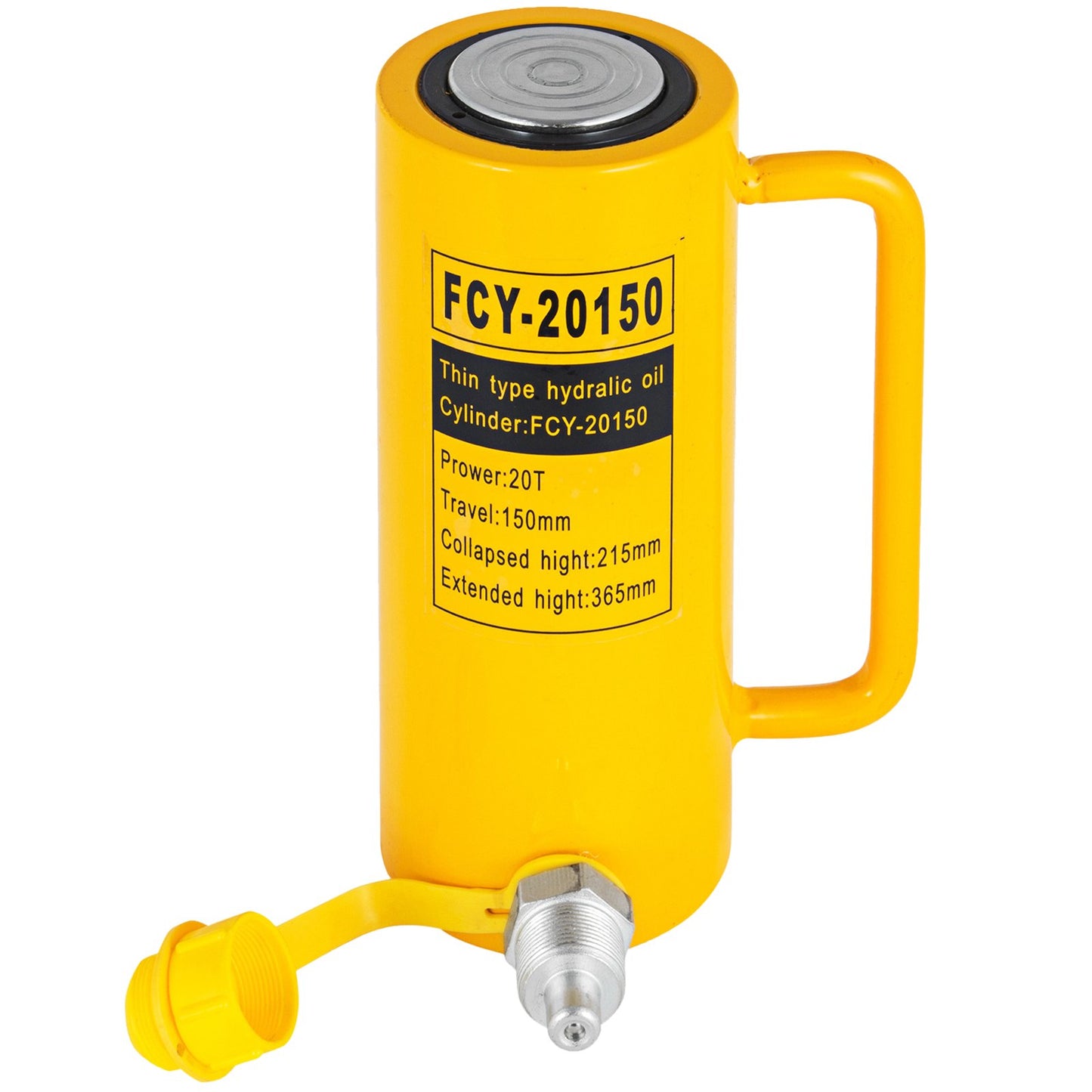 Hydraulisk cylinderdomkraft, 20 tons solid hydraulcylinder, 6 tums slaglängd enkelverkande hydraulcylinder, med snabbkoppling Bärbar hydraulisk solid domkraft Hydrauliska lyftcylindrar