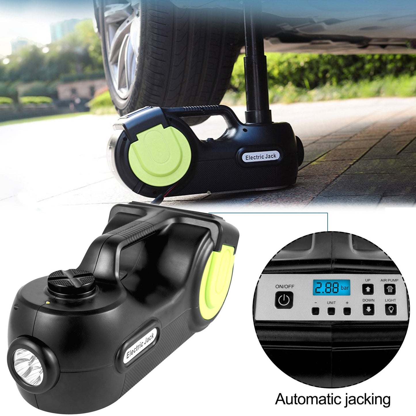 Electric Car Jack 5 Ton Car Jack Hydraulic, Electric Floor Jack with Electric Impact Wrench, LED Light Hydraulic Jack Car Repair Tool, 155-530mm Lifting Range for SUV MPV Sedan Truck Repair