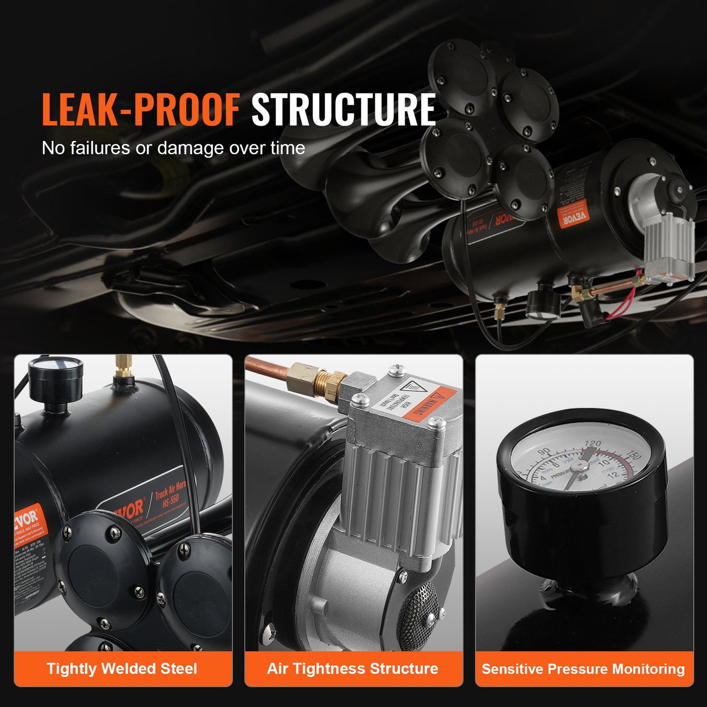 12V luftkompressor med tank 0,8 gallon/3 l, tåghornsluftkompressor, 120 psi arbetstryck inbyggt luftkompressorsystem för tåghorn, uppblåsning av däck, luftmadrasser