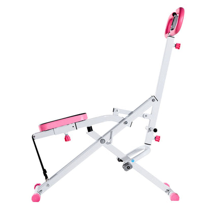 Knäböjsmaskin, roddmaskin för djup knäböj för hemmabruk, enkel installation och hopfällbar träningsutrustning, sätesträningsmaskin med 3 högstyrkeband, sätes- och benträningsmaskin för hemmabruk, vit