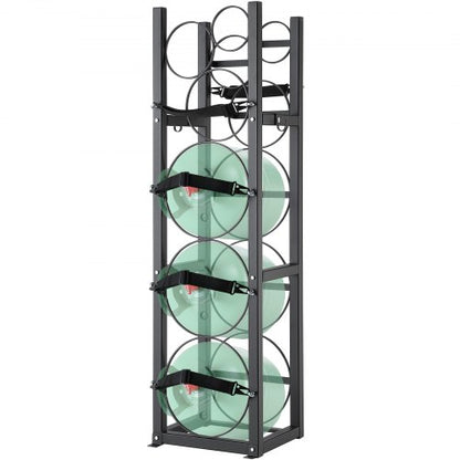 Refrigerant Tank Rack, with 3 x 30lbs and Other 3 Small Bottle Tanks, Cylinder Tank Rack 12.79x12.99x47.12 in, Refrigerant Cylinder Rack and Holders for Freon, Gases, Oxygen, Nitrogen