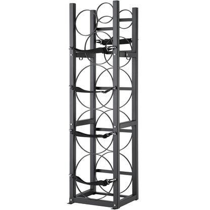 Refrigerant Tank Rack, with 3 x 30lbs and Other 3 Small Bottle Tanks, Cylinder Tank Rack 12.79x12.99x47.12 in, Refrigerant Cylinder Rack and Holders for Freon, Gases, Oxygen, Nitrogen