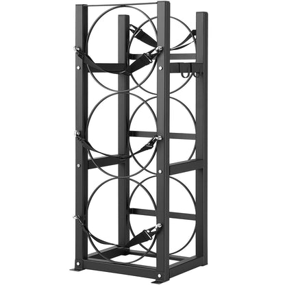 Refrigerant Tank Rack, with 3 x 30lbs Bottle Tanks, Cylinder Tank Rack 12.79x12.99x33.07 in, Refrigerant Cylinder Rack Gas Cylinder Racks and Holders for Freon, Gases, Oxygen, Nitrogen