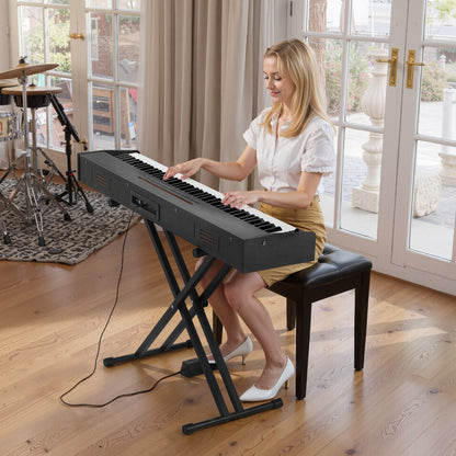 Weighted Digital Piano, 88 Keys Fully Weighted, Electric Piano Dual Keyboard & Speakers, with Sustain Pedal, Recording Function, 238 Tones, Wireless Connection, for Beginners, Without Stand