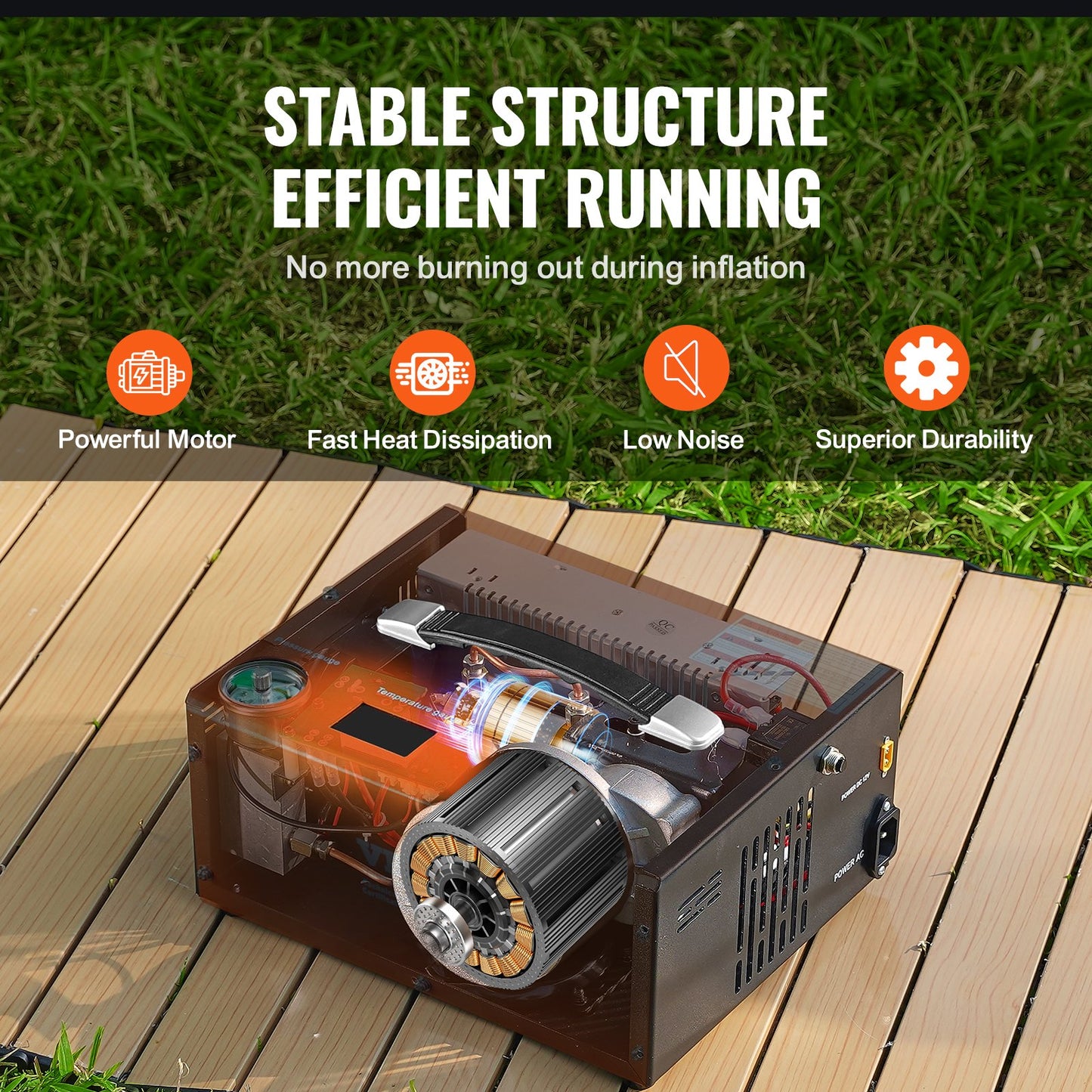 PCP Air Compressor, 4500PSI/30Mpa Portable PCP Airgun Compressor with External Converter, DC12V, AC230V | Oil & Water-Free | Manual-Stop Air Rifle, Paintball and Scuba Tank Compressor Pump