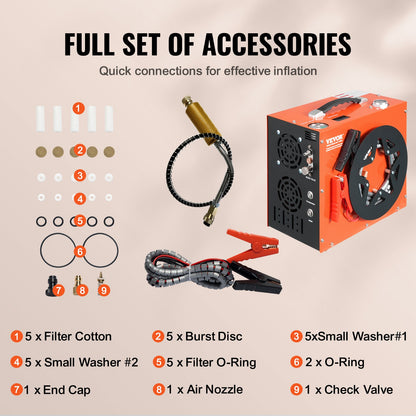 PCP Air Compressor, 4500PSI/30Mpa Portable PCP Airgun Compressor - Built-in Water and Fan Cooling System, Auto-Stop | DC12V/AC230V Paintball Tank Compressor for Air Rifle, Scuba Diving Bottle