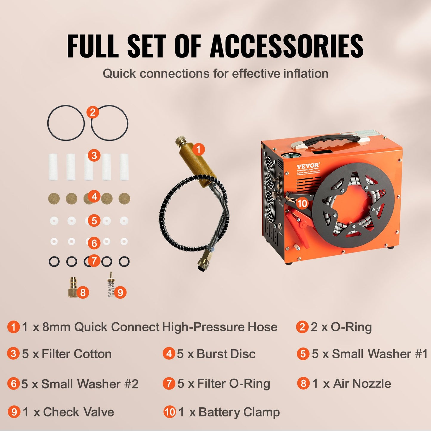PCP Air Compressor, 4500PSI/30Mpa Portable PCP Airgun Compressor with Built-in Power Converter, Auto-Stop | DC12V/AC230V | Oil & Water-Free Air Rifle, Paintball and Scuba Tank Compressor Pump