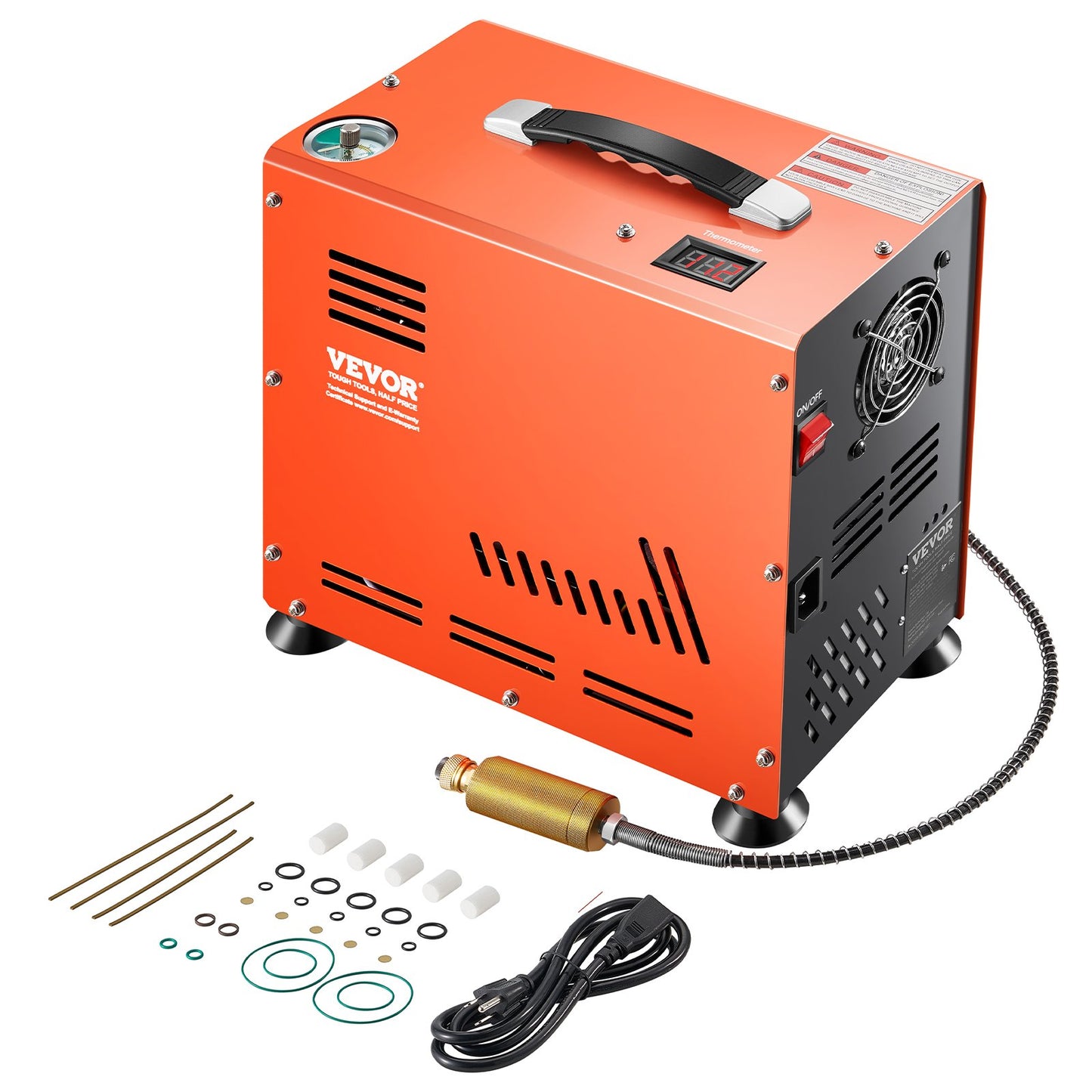 PCP Air Compressor, 800W Dual-Cylinder PCP Airgun Compressor 4500PSI/30Mpa with Built-in Fan Cooling System, Auto-Stop | Oil Free Paintball Tank Compressor for Air Rifle, Scuba Diving Bottle