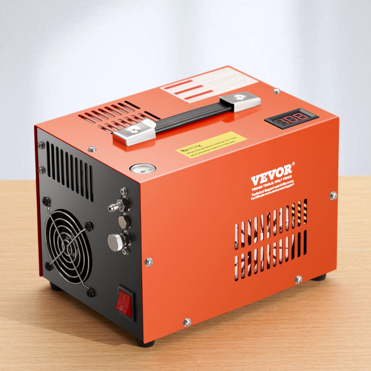 PCP Air Compressor, 4500PSI/30Mpa Portable PCP Airgun Compressor with Built-in Converter & Fan Cooling System, DC12V/AC230V Manual-Stop Air Rifle, Paintball and Scuba Tank Compressor Pump