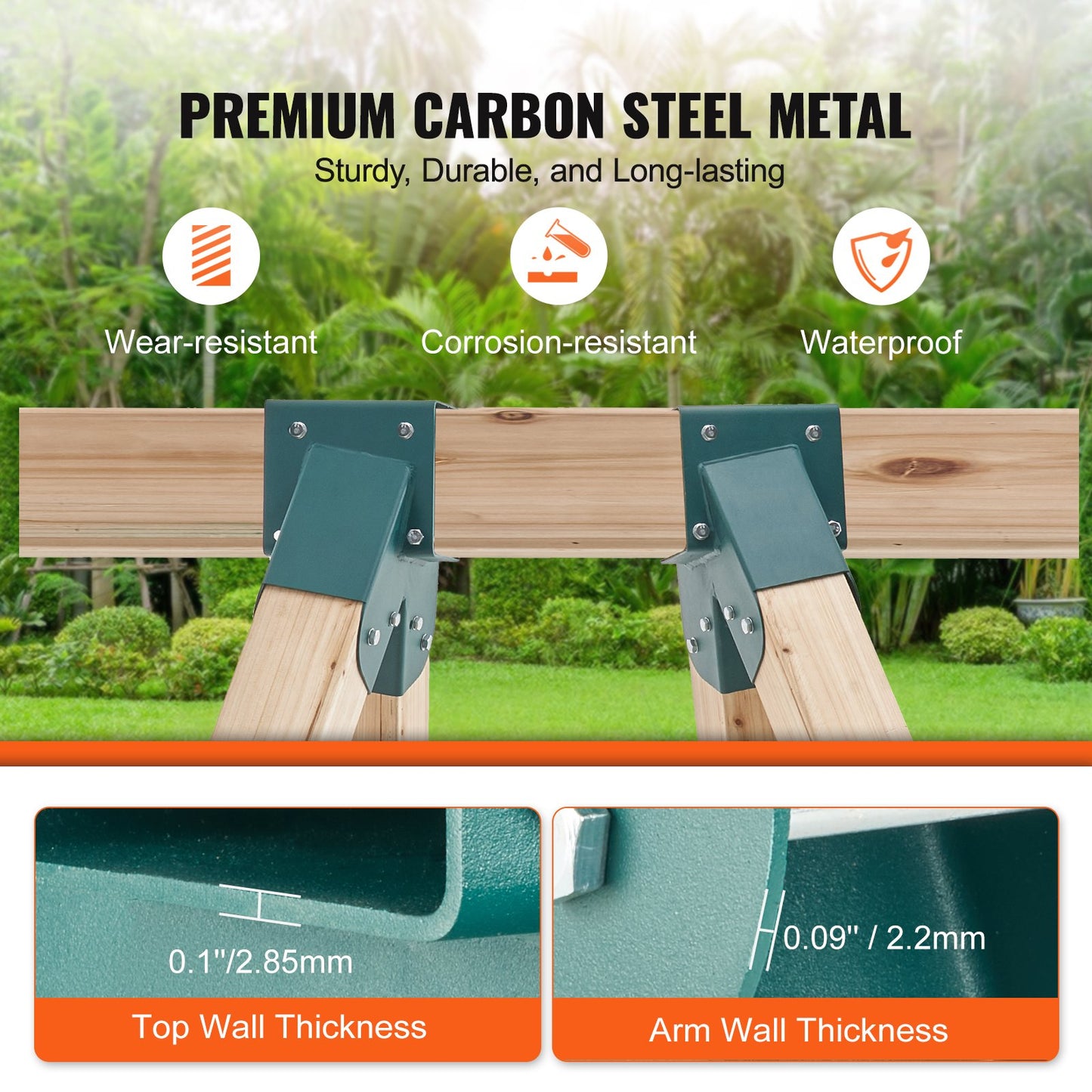 A-Frame Middle Swing Set Brackets, Heavy Duty Carbon Steel Swing Set Hardware with Mounting Hardware, DIY Swing Set Bracket Swing Set Kit for 101.6x101.6mm Legs & 101.6x152.4mm Beam, Green 2Pcs