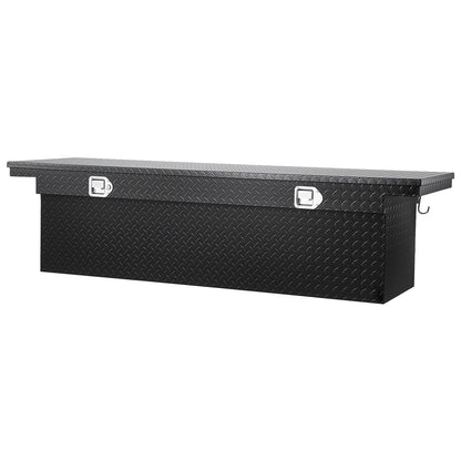 Verktygslåda för Crossover Truck, 69x20x18 tum, Kraftig verktygslåda i aluminium med diamantstruktur, Verktygslåda för pickup-flak, husbilssläpvagn, Vattentät förvaringsorganisatör med lås, nycklar, sidohandtag, svart