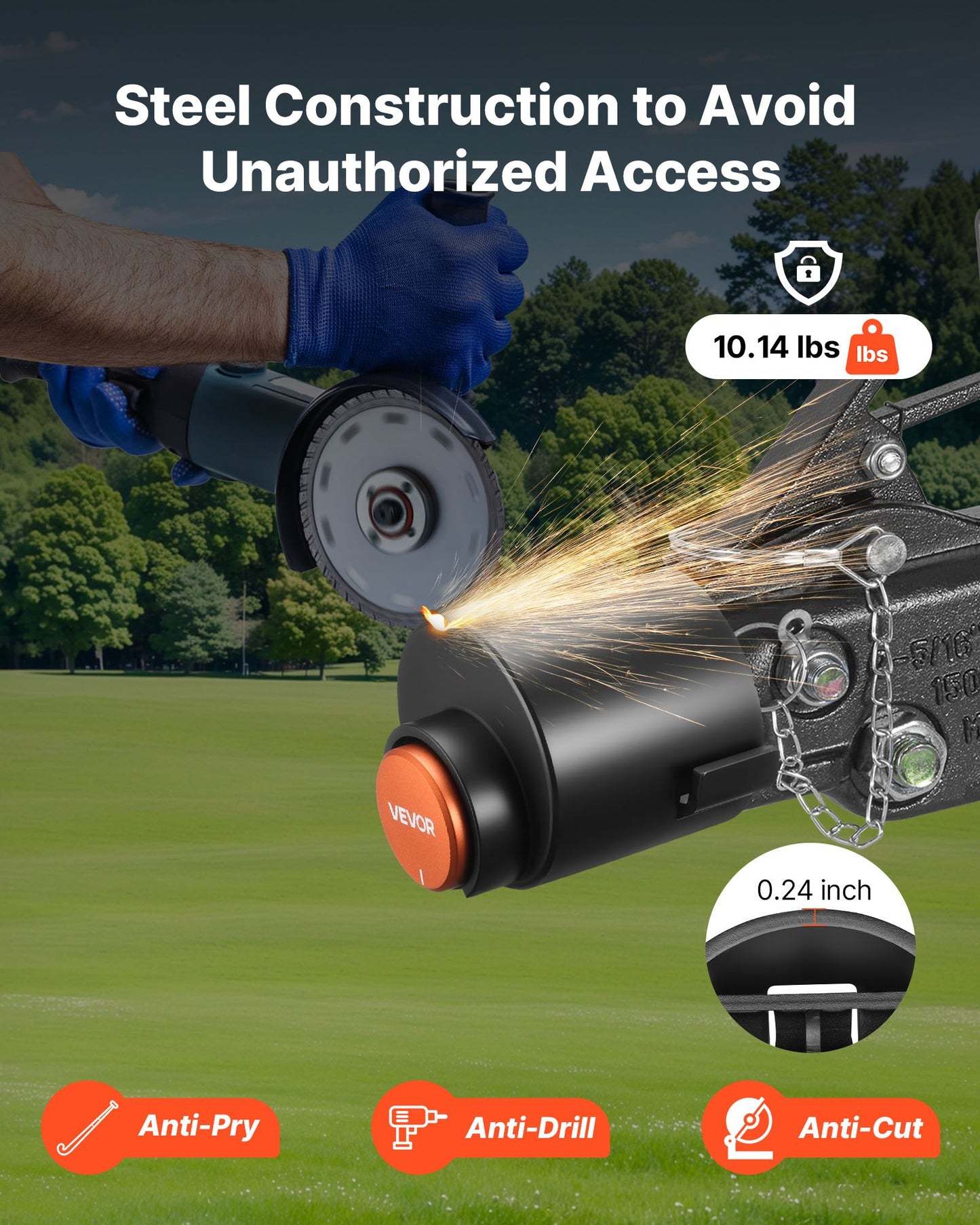 Trailer Lock, Fits 58.6 mm Cast Ball Couplers, Heavy Duty Hitch Lock with 3 Keys Secures Security Chains, Corrision-resistant, Anti-Theft RV Trailer Locks for RV, Trailer, Boat